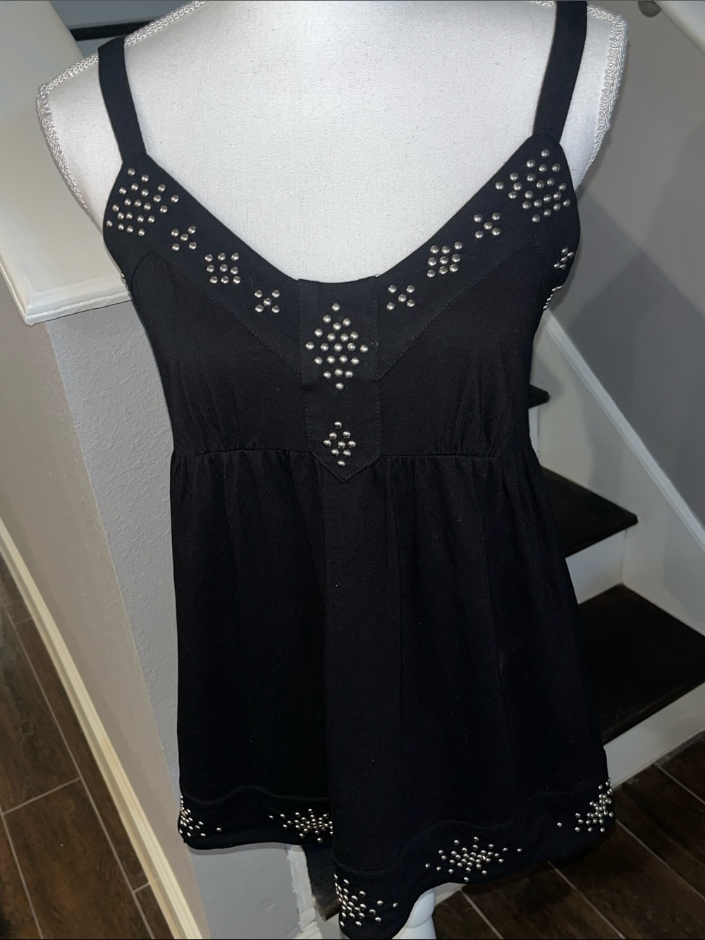INC International Concepts Black Studded Spaghetti Strap Camisole NWOT Sz Lg.